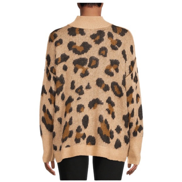 Maternity Pullover Sweater Tan and Brown Animal Cheetah Print by TIME & Tru - Picture 4 of 8